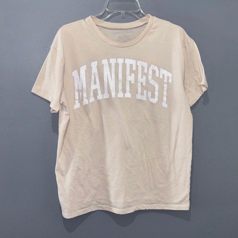 Grayson Threads T Shirt Womens XL Tan Cotton Blend Manifest Graphic‎ Tee Casual